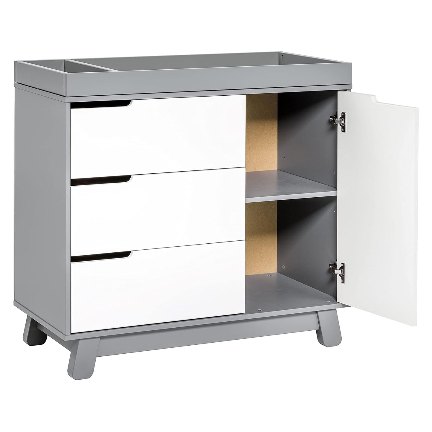 Babyletto Hudson 3-Drawer Changer Dresser with Removable Changing Tray in Grey and White, Greenguard Gold Certified