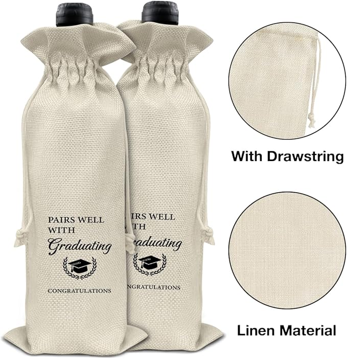 HOIJAUMAI Graduation Gifts for Men Women Graduation Wine Bag Pairs Well with Graduating Wine Gift Bags
