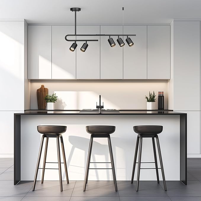 Globe Electric 64000121 32" 5-Light Track Lighting, Matte Black, Side Canopy, Pivoting Track Heads, Side Canopy