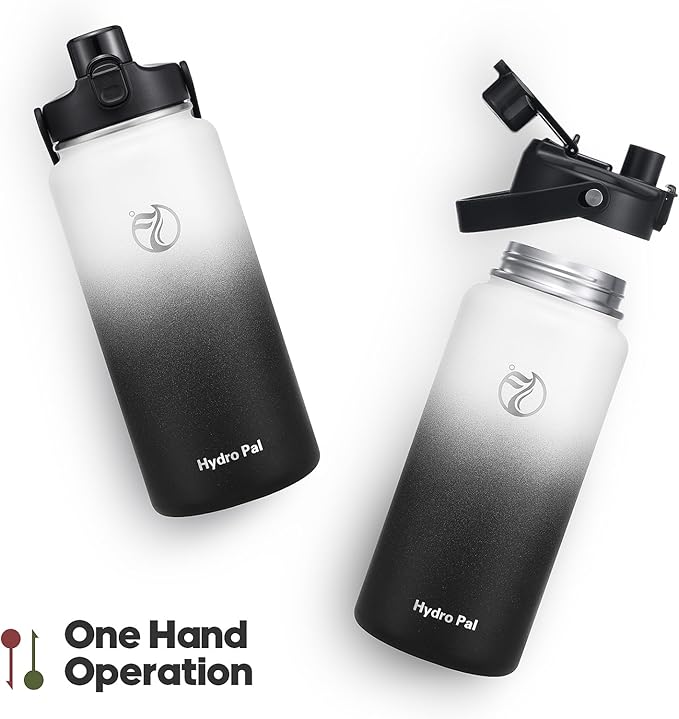 Half Gallon Insulated Water Bottle with 2-in-1 Lid (Chug Lid/Straw Lid), 40/64oz Double Walled Vacuum Stainless Steel Water Bottles, Water Jug with Straw