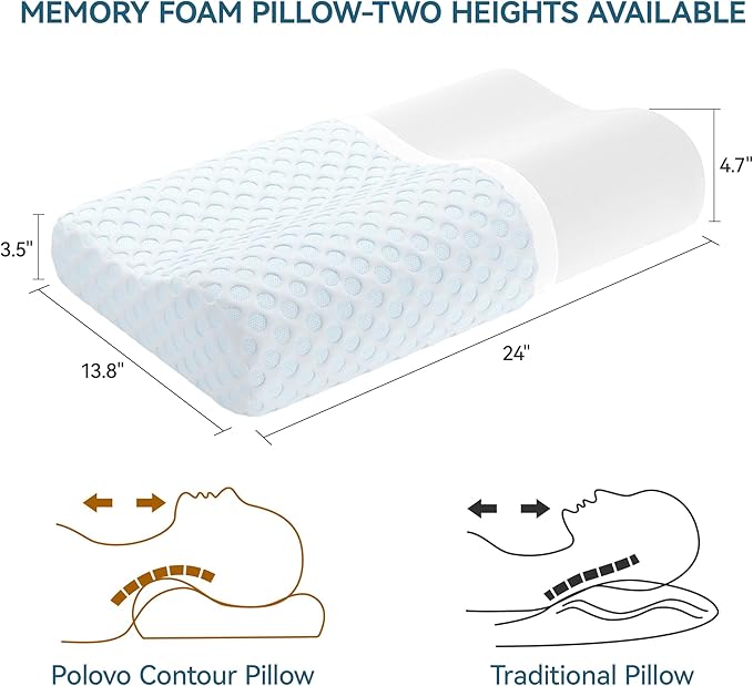 Neck Pillow Memory Foam Contour Pillow for Pain Relief Cervical Pillow for Sleeping, Orthopedic Pillow for Neck and Shoulder Pain, Ergonomic Pillow for Side Back Stomach Sleeper-Firm