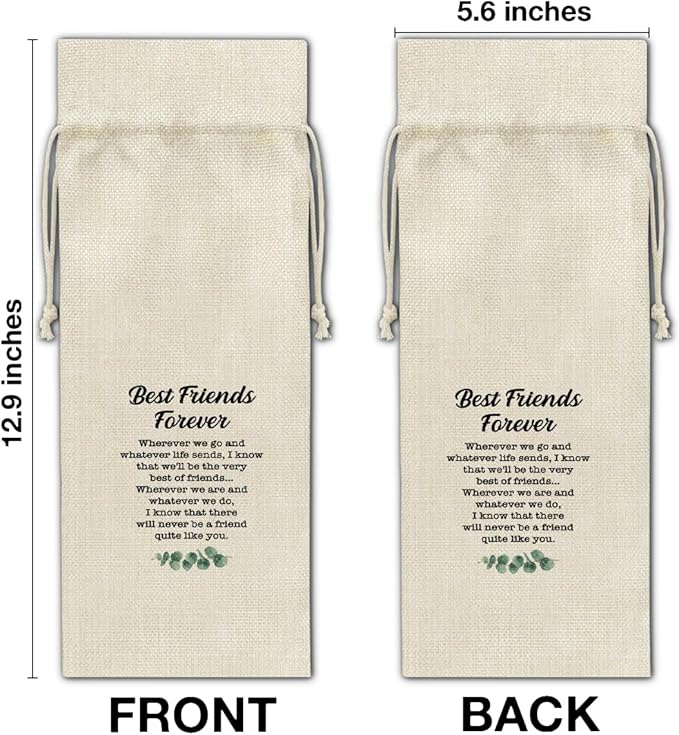 HOIJAUMAI Friendship Gifts Best Friends Wine Bag Best Friends Forever Wine Gift Bags for Women Men