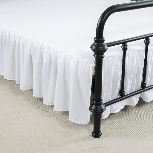 Bed Skirt, Bed Skirt Cal King Size Ruffled Bed Skirt with Split Corners, 14 Inch Drop Dust Ruffle Bed Skirt with Platform, White, Cal King -14" Drop
