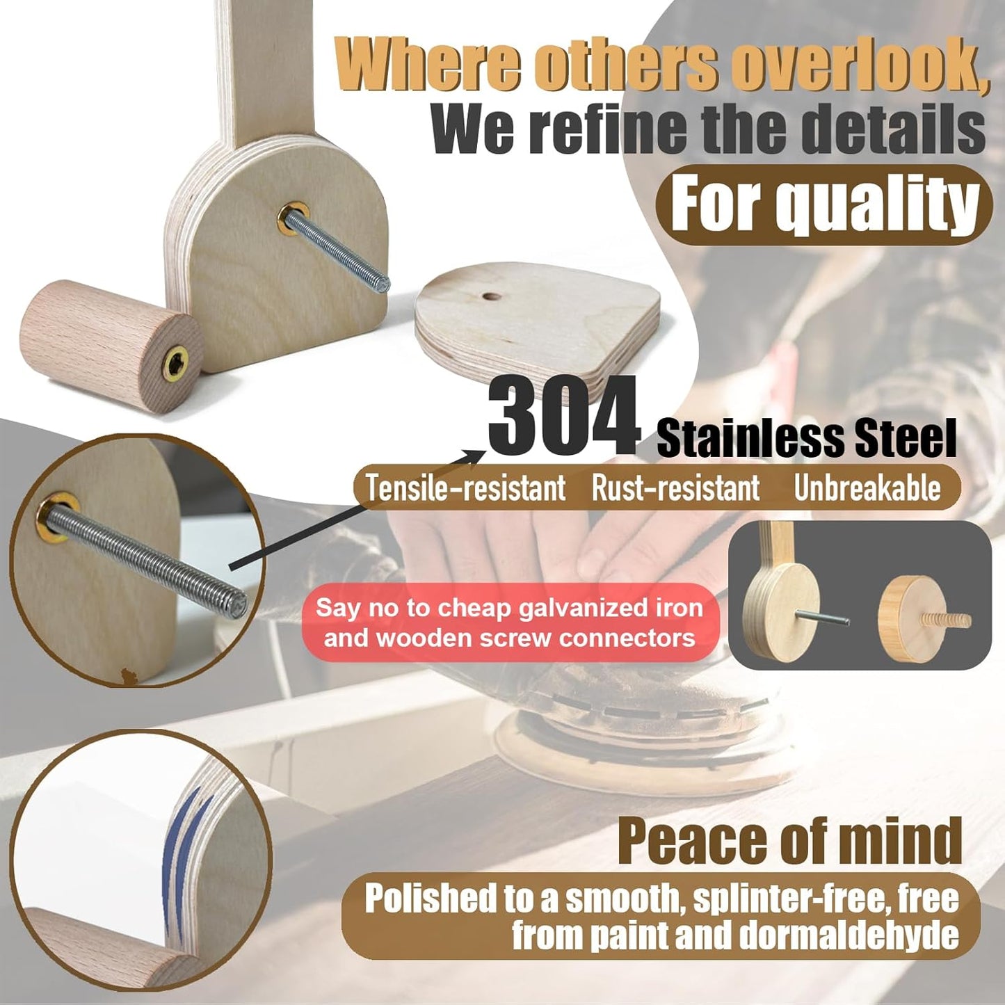 Crib Mobile Wooden Arm, Suitable for All Cribs 100% Natural Larch Hanger Nusery Decor Baby Room Safe Holder(Mobile is not Included (Bird Original Color)