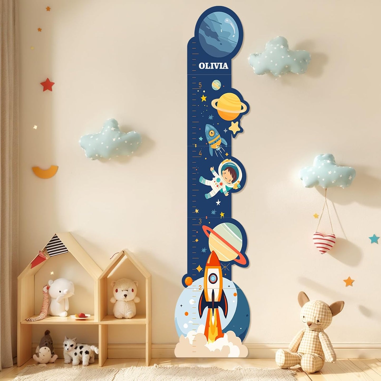 Personalized Name Growth Chart for Wall, Space Height Measurement for Wall, Children Height Chart Ruler, Portable 3D Removable Growth Chart, Wall Height Measurement for Kids