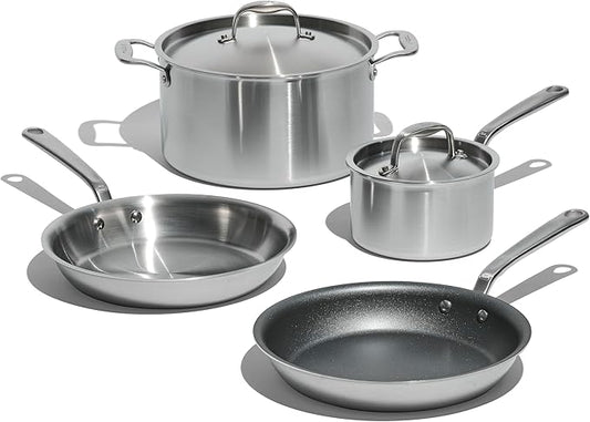 Made In Cookware - 6 Pc Stainless Steel Cookware Set - 5 ply Clad - Includes Frying Pans, Saucepan, and Stock Pot - Professional Grade - Crafted in Italy - Induction Compatible