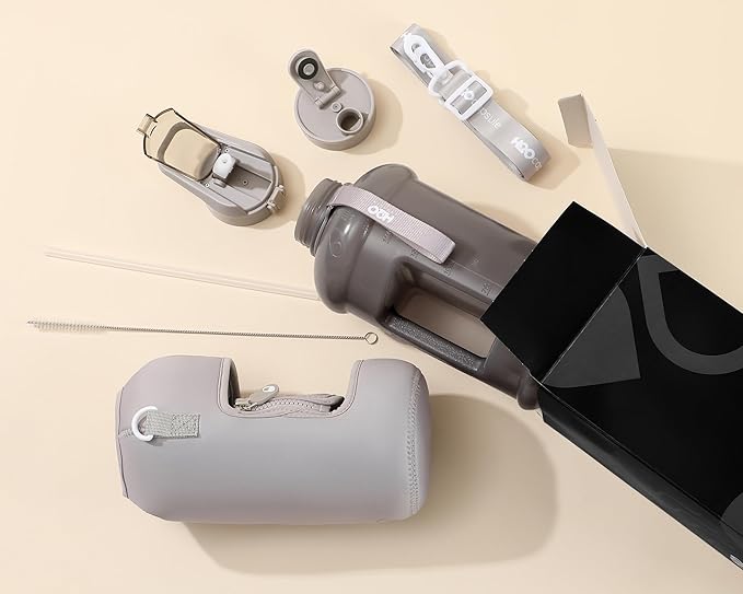 H2O Capsule 2.2L Half Gallon Water Bottle with Storage Sleeve and Covered Straw Lid – BPA Free Large Reusable Drink Container with Handle - Big Sports Jug, 2.2 Liter (74 Ounce)