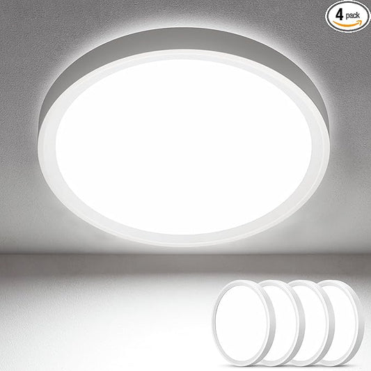 SunRider 4-Pack 9 Inch LED Flush Mount Ceiling Light, 2300LM, 5000K Daylight White, 20W Dimmable Modern Slim Round Flat Ceiling Lights for Hallway