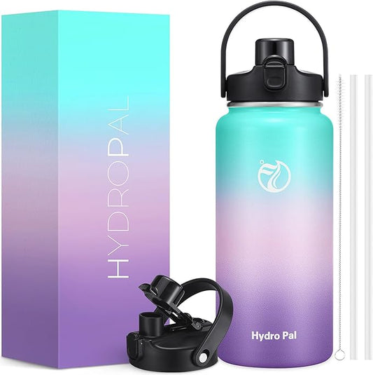 Half Gallon Insulated Water Bottle with 2-in-1 Lid (Chug Lid/Straw Lid), 40/64oz Double Walled Vacuum Stainless Steel Water Bottles, Water Jug with Straw