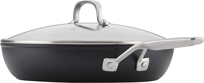 KitchenAid Hard Anodized Induction Nonstick Fry Pan/Skillet with Lid, 12.25 Inch, Matte Black
