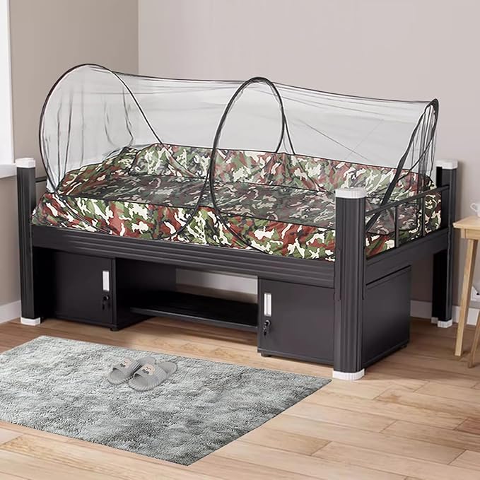 Akiky Mosquito Net Pop Up Bed Net Tent with Camouflage Bottom Portable&Foldable Bed Canopy for Bunk Bed Twin XL Sleeping Tent for Indoor Outdoor