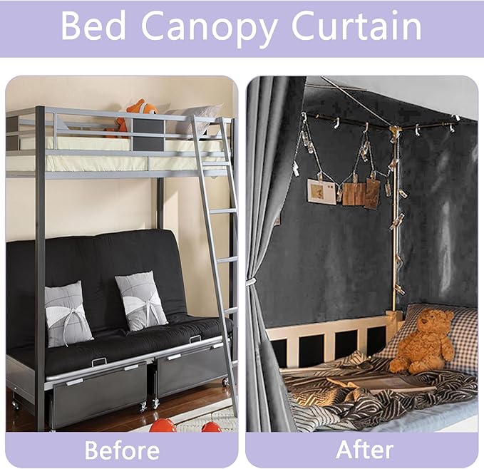 Grey Canopy Bed Curtains - 4 Corner Post Bed Curtains Canopy Queen Bed Canopy Curtains for Adults Girls Bedroom Decoration(Grey, Queen)