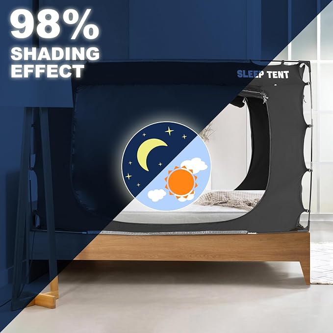 Bed Tent Canopy Full Size for Adult and Kids Portable Dream Tent Indoor Sleeping Tents 98% Blackout,Breathable Privacy Space on Bed with Three Doors (Mattress Not Included)…