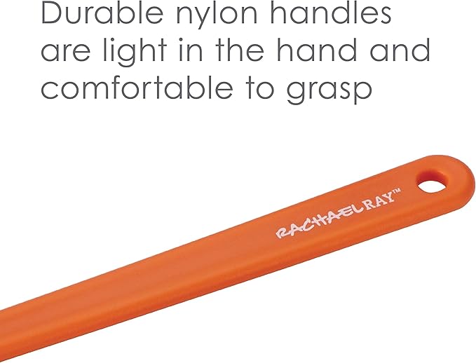 Rachael Ray Cucina Nonstick Cookware Pots and Pans Set, 12 Piece, Pumpkin Orange & 3-Piece Spatula Utensil Set, Orange