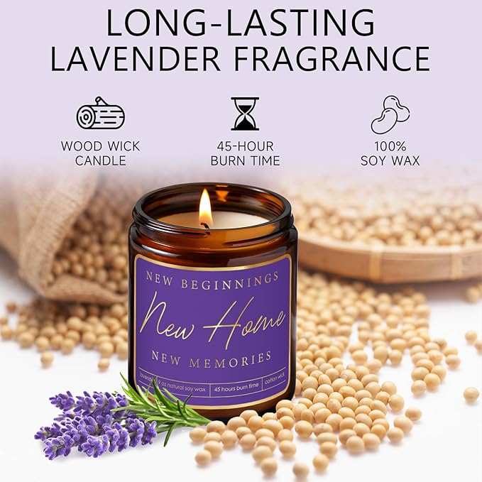 Housewarming Gifts,New Home Gift Ideas with Soy Candle,House Warming Gifts for New Apartment,Welcome Home Gift Idea for New Homeowner,Real Estate Closing Gifts,Moving Away Party Favors - Purple