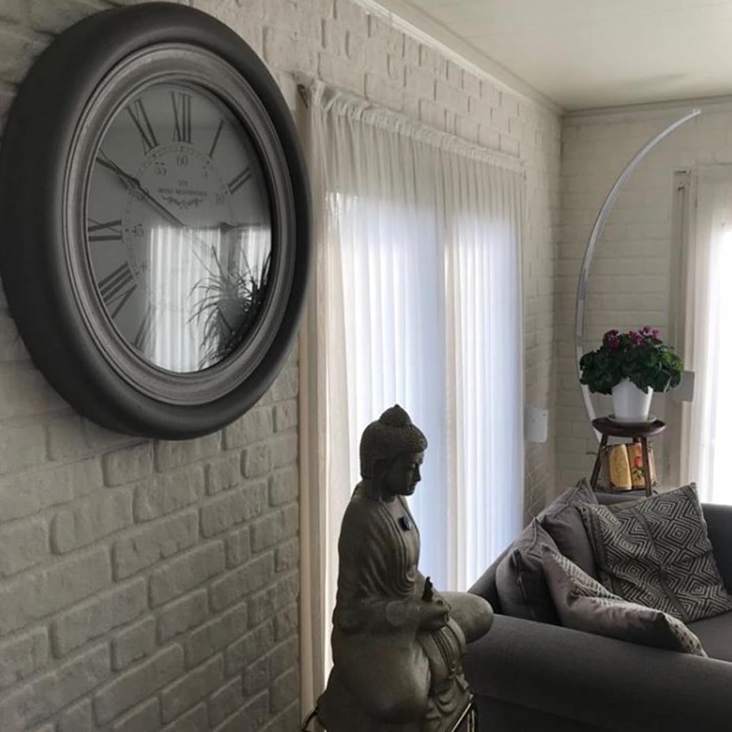 Dundee Deco 3D Wall Panels Faux Brick - Cladding, White Stone Look Wall Paneling, Styrofoam Facing for Living Room, Kitchen, Bathroom, Balcony, Bedroom, Set of 5, Covers 27 sq ft