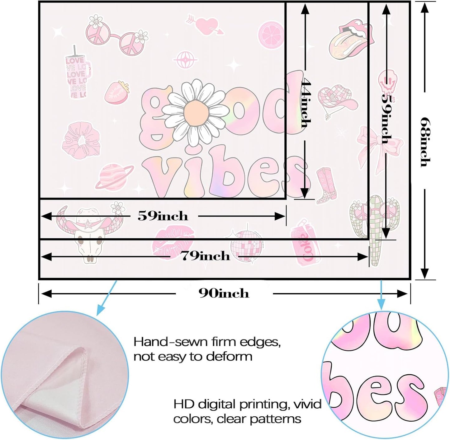 Lunerfex Y2K Tapestry Pink Wall Tapestry, Cute Tapestries for Bedroom Funny Tapestries Wall Hanging for Bedroom Living Room Decor Pink-1 44"x60"