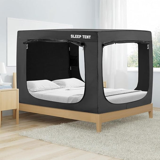 BORNA Bed Tent Bed Canopy Queen Size for Adult and Kids,Portable Sleeping Tents Dream Tents Indoor for Kids and Adult, Breathable Privacy Space on Bed with Three Doors (Mattress Not Included)