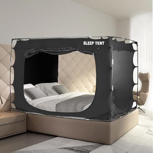 Bed Tent Canopy Twin Size for Adult and Kids Portable Dream Tent Indoor Sleeping Tents 98% Blackout,Breathable Privacy Space on Bed with Three Doors (Mattress Not Included)