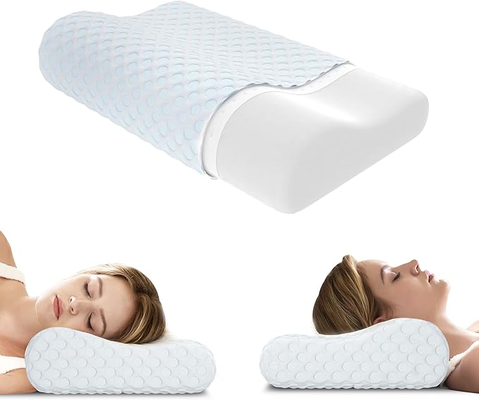 Neck Pillow Memory Foam Contour Pillow for Pain Relief Cervical Pillow for Sleeping, Orthopedic Pillow for Neck and Shoulder Pain, Ergonomic Pillow for Side Back Stomach Sleeper-Firm