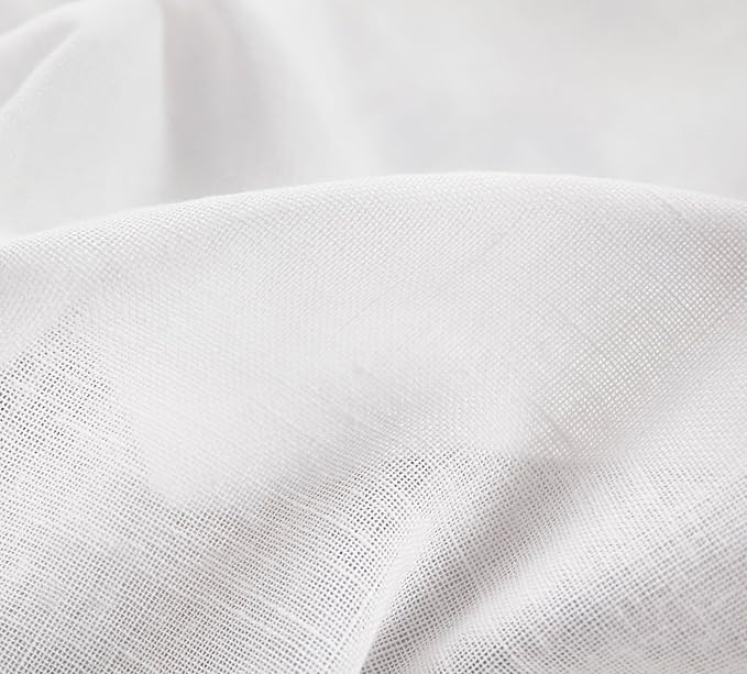 Mengersi Linen Canopy Bed Curtains for Twin,Full,Queen and King Size Bed,Bed Canopy Natural Blended Curtain Panels, 8 Panels Set (All Bed Sizes, White)