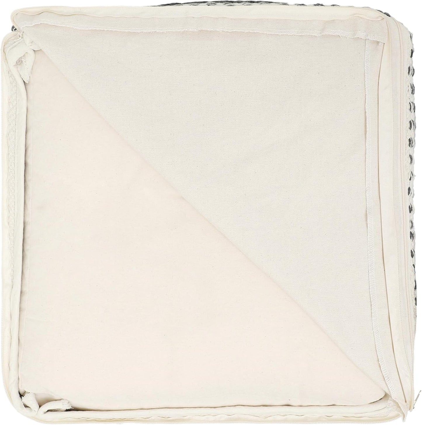 REDEARTH · Tufted Pouf Ottoman with Filler Textured Storage Cube Bean Bag Pouffe Footrest for Living Room, Bedroom, Nursery, Kidsroom; 100% Cotton (17.5"X17.5"X17.5", Cube Diamond Medley Gray)