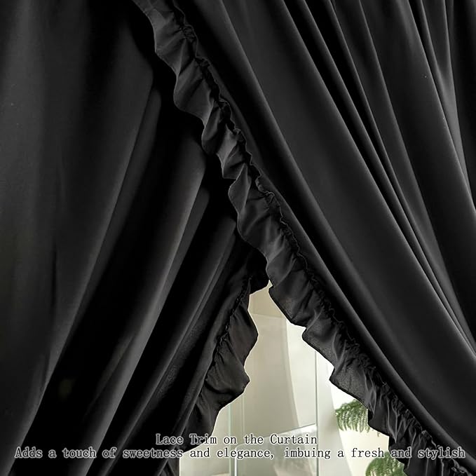 AIKASY Princess Canopy Bed Curtains with Top Ties - Windproof & Lightproof for Girls' Adult Bedroom Decor | Bed Canopy Drapes (King,Black)