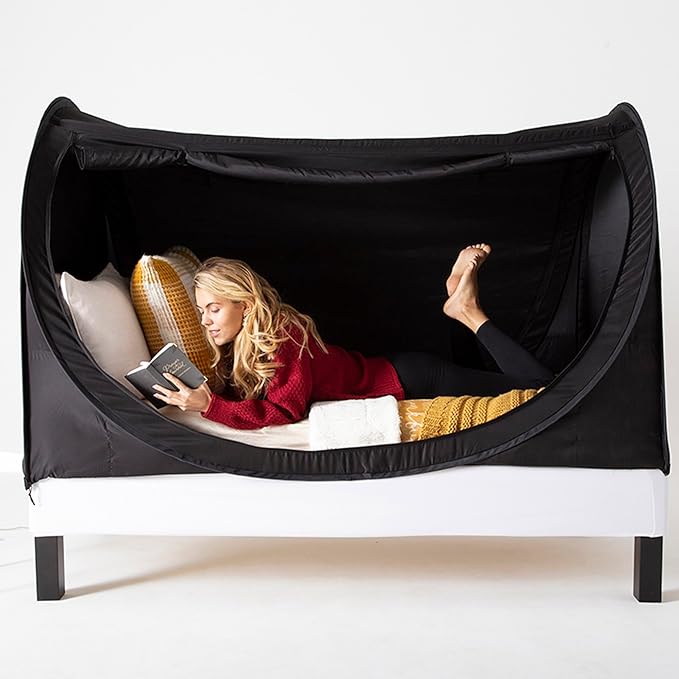 Privacy Pop up Eclipse Bed Tent Bed Drapes (Black, Twin)