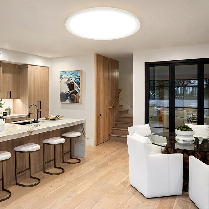 2PACK LED Flush Mount Ceiling Light Fixture, 3000K-4000K-6500K & 150W Equivalent Modern Kitchen Recessed Ceiling Lamp 24W 3200Lm 12Inch Closet Round Surface for Bathroom Laundry Bedroom Hallway