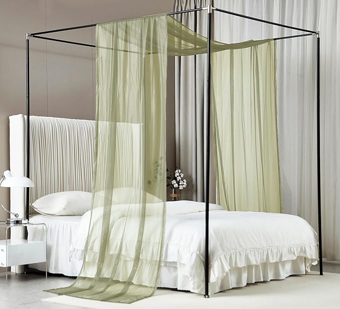 Akiky Canopy Bed Curtains King Sheer Sage Green Bed Canopy Scarf Bed Canopy,Kids Bed Scarf-Curtains for Room Décor or Wedding Party Décor(2 Bed Canopy)