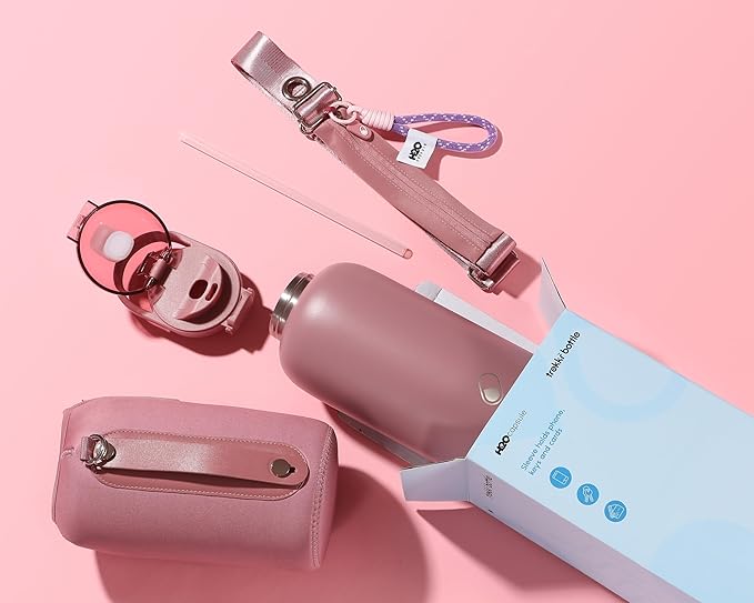 H2O Capsule Half Gallon Insulated Water Bottle With Straw - Stainless Steel Thermos Water Bottle With Sipping/Chugging Lid & Shoulder Strap For Storage - 64 oz Vacuum Flask, Keeps Hot Cold (Plum)