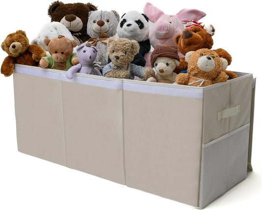 Extra Large Toy Storage Organizer with Lid - Sturdy, Collapsible Toy Chest Storage Box Design - Toys Bin with Dividers for Kids, Nursery, Bedroom, Playroom 37"x16"x14"