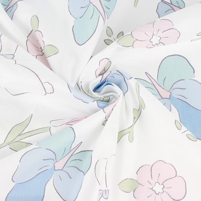 Beautiful Gauze Bunk Bed Curtains Drapes with Lace Privacy Bed Canopy for Bottom Twin Girls, 2 Panels, Flower Rabbit, White