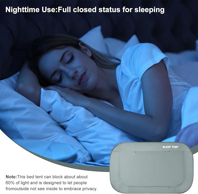 BORNA Bed Canopy Bed Tent Dream Tents Autism Shelter Cabin Indoor Sleeping Tents Privacy Warm Breathable Pop Up Twin Size Double Door with Mosquito Mesh Window for Kids and Adult (Pale Gray)