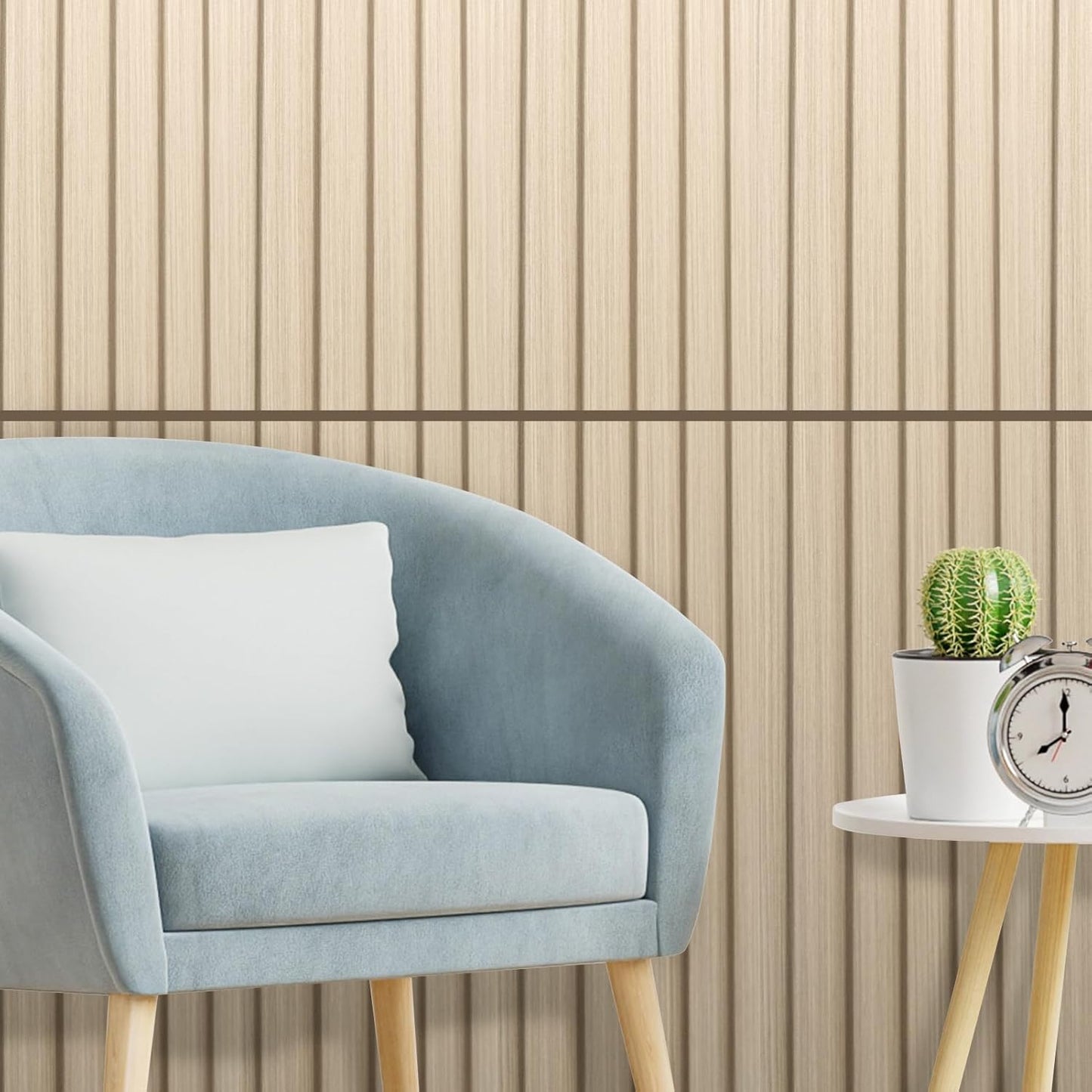 Art3d WPC Wainscoting Panels, 16-Pack 48 x 6 Inch 3D Wall Accents for Interior Wall Decor, Living Room, Bedroom, Oak