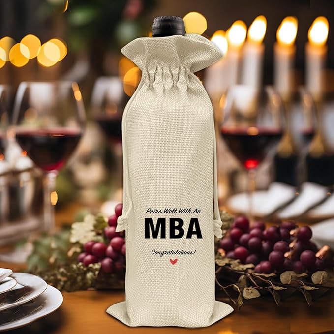 HOIJAUMAI MBA Degree Graduation Gifts MBA Graduation Gift Graduation Wine Bag Pairs Well with an MBA Wine Gift Bags for Men Women