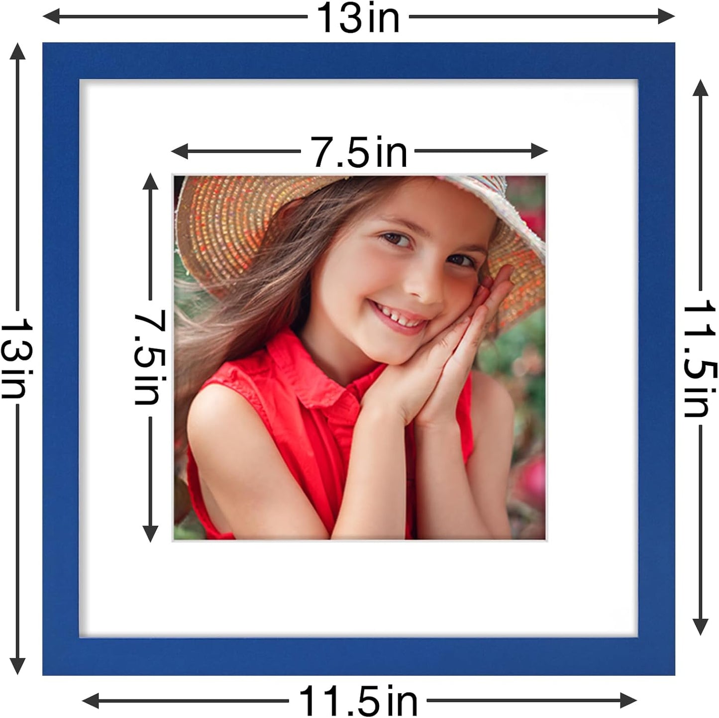 Vittanly 12x12 Picture Frame Set of 9 - Display 8x8 Photos with Mat or 12x12 Without Mat, Wall Mount Frames for Home Decor, Horizontal or Vertical (Blue)