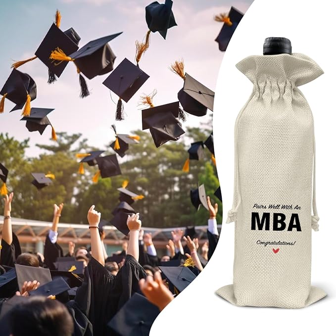 HOIJAUMAI MBA Degree Graduation Gifts MBA Graduation Gift Graduation Wine Bag Pairs Well with an MBA Wine Gift Bags for Men Women