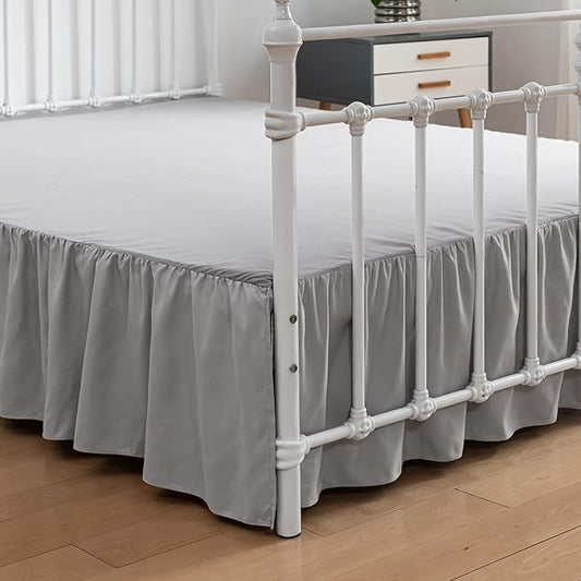 Bed Skirt Full Size Ruffled Bed Skirt with Split Corners, 18 Inch Drop Dust Ruffle Bed Skirt with Platform, Light Gray (Full - 18" Drop)