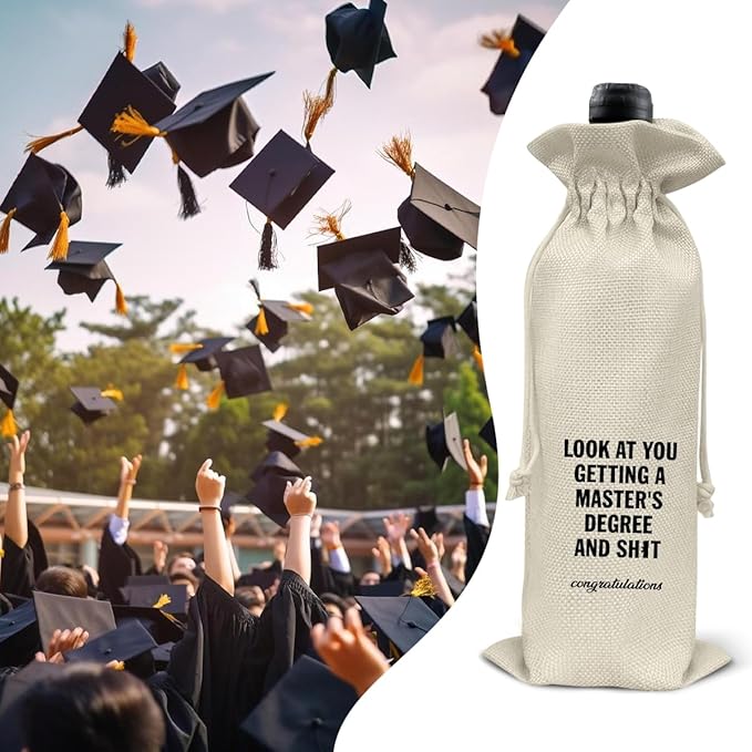HOIJAUMAI Masters Degree Graduation Gifts Masters Graduation Gift Graduation Wine Bag Master's Degree Wine Gift Bags
