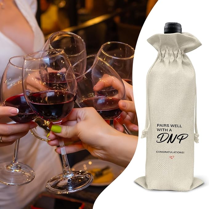 HOIJAUMAI DNP Graduation Gifts DNP Graduation Wine Bag Pairs Well with a DNP Wine Gift Bags for Women Men