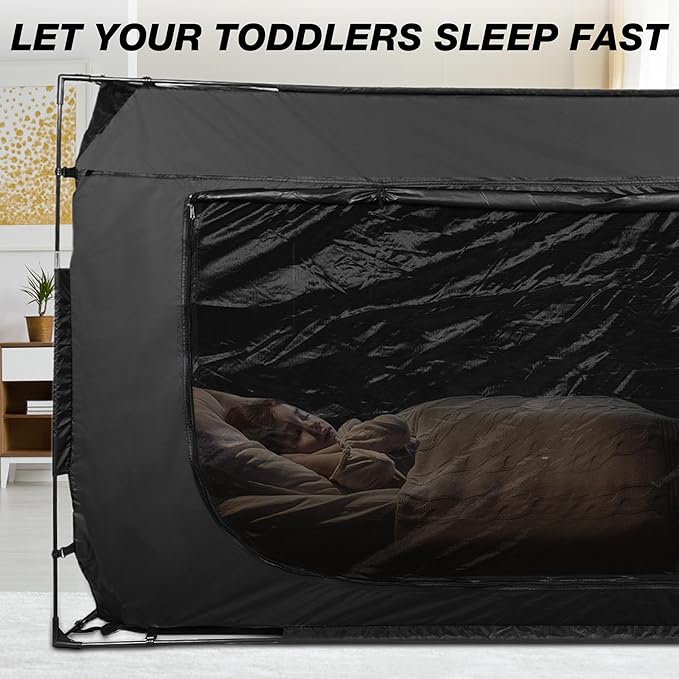 Rengue King Size 80 * 78 * 47 Bed Tent Bed Canopy Tents for Adult and Kids Portable Dream Tent Indoor Sleeping Tents 70% Blackout Light with 3 Doors Breathable Big Space Privacy Space Bed Tent Bunk