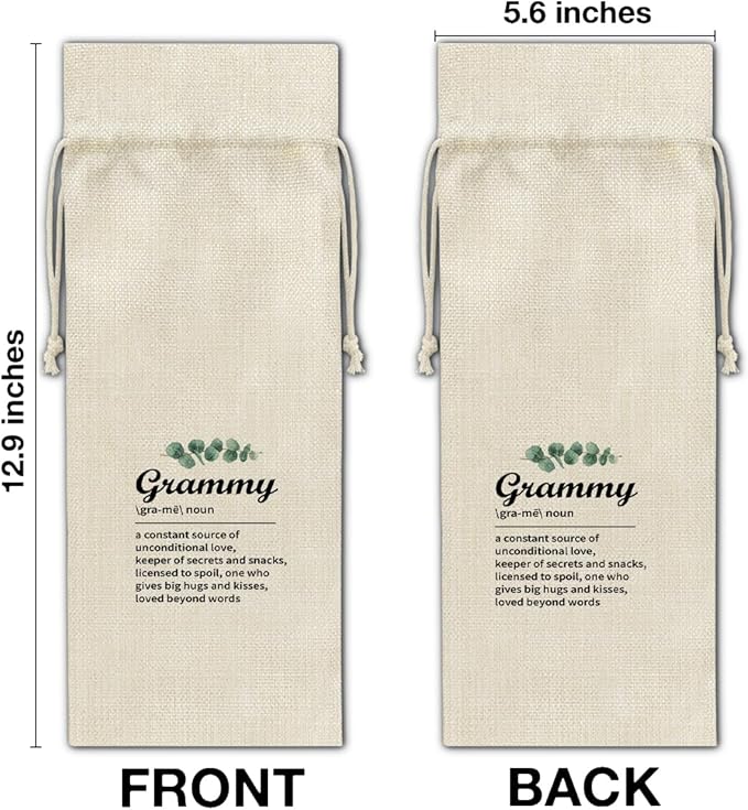 HOIJAUMAI Grammy Gift, Gifts for Grandma Birthday Mother's Day, Grandma Wine Bag Grammy Definition Wine Gift Bags