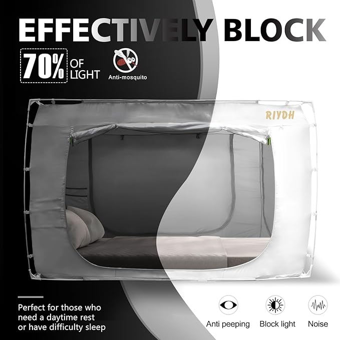 Bed Tent Bed Canopy Queen Size Tents for Adult and Kids- Portable Dream Tent Indoor Sleeping Tents 70% Blackout with 3 Doors Breathable Big Space Tents