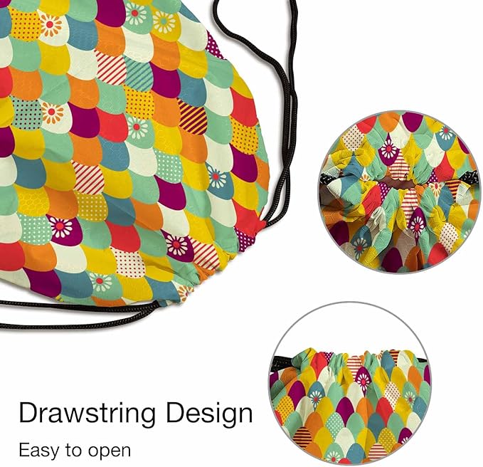 Gym Backpack Happy Easter Volleyball Bag Sports Backpack Color Easter Eggs Flower Dots Strips Pattern 14x16.9 Inch