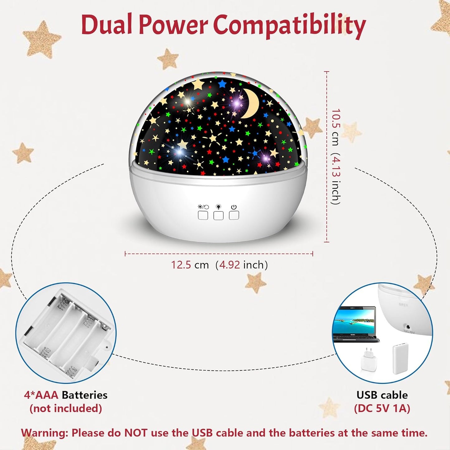 Star Projector Night Light for Kids, Baby Night Lights with Snowflake & Starry Theme, 360 Degree Rotation, 15 Mode Color Changing, Birthday Gift Toys