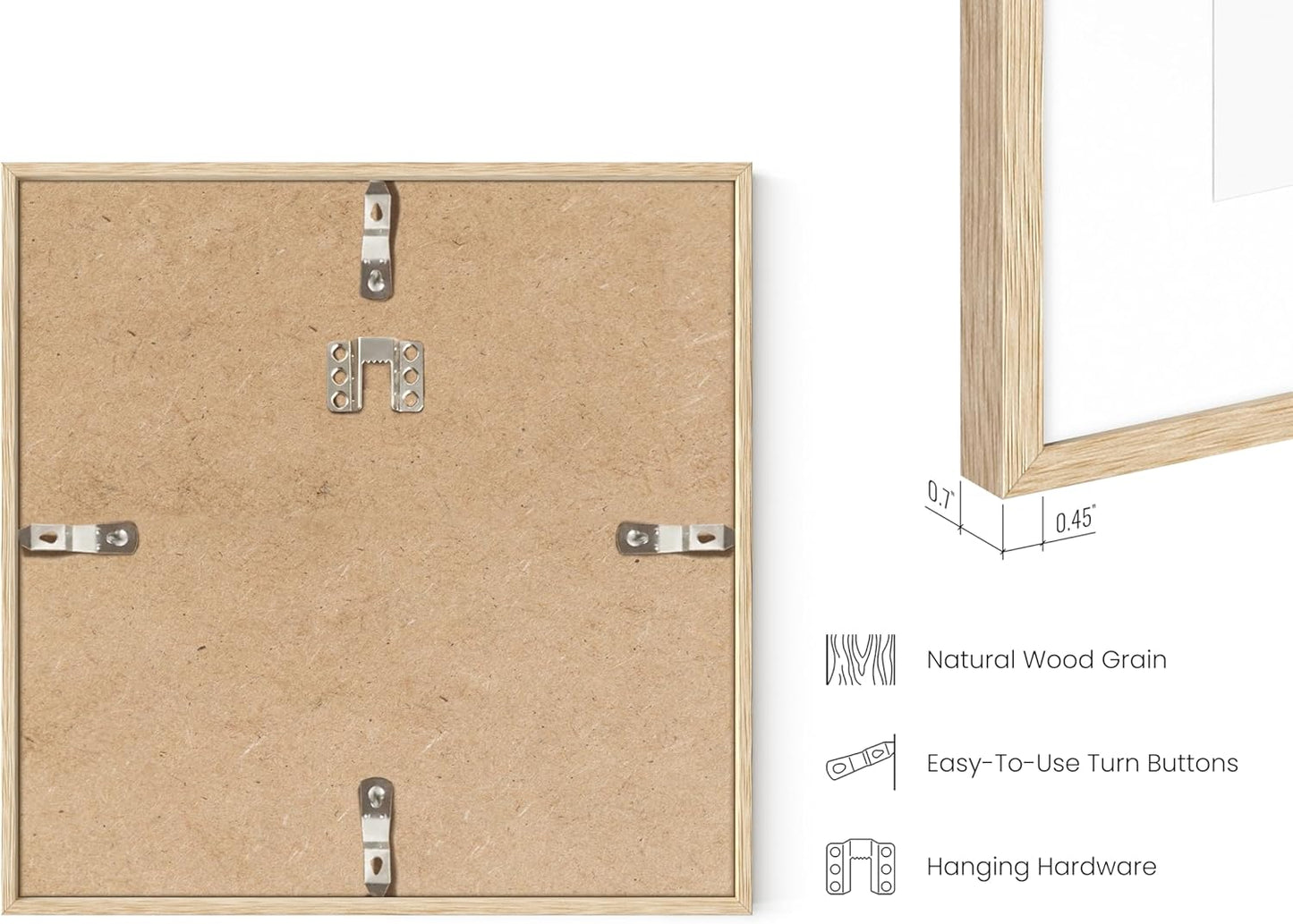 HAUS AND HUES Oak 10x10 Square Picture Frames, Set of 25, Beige, Wall-Mountable, Modern Gallery Wall Frame Set