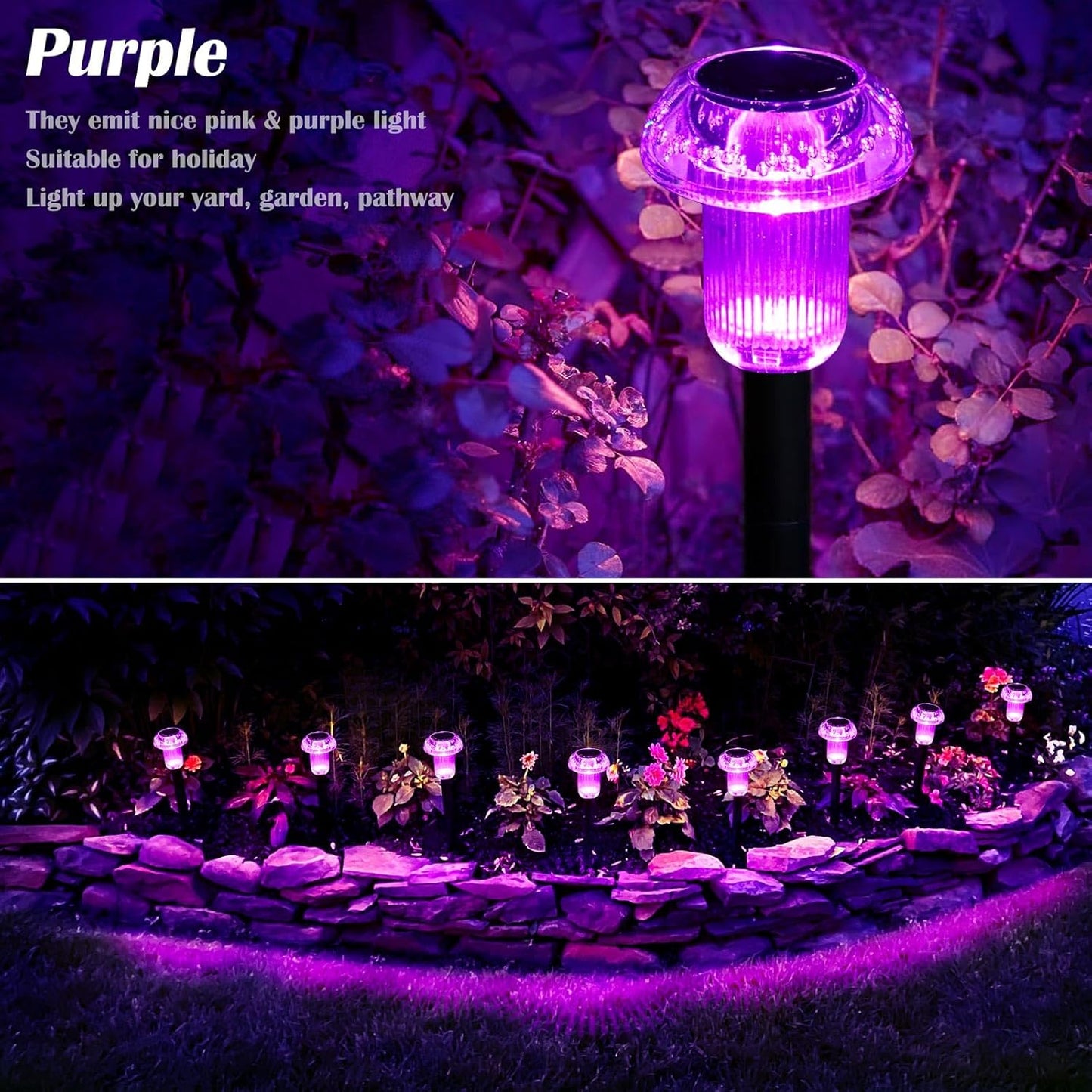 Halloween Solar Lights Outdoor 16 Pack Purple LED Waterproof Mushroom Outside Lights for Yard Garden Patio Pathway Walkway Landscape Halloween Decorations