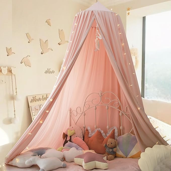 Upgrade Version of Canopy for Kids Bed, Extra Large Canopy for Girls Room Decoration Princess Castle Play Tent Hanging House, Dreamy Canopy for Children Room Reading Nook Canopies
