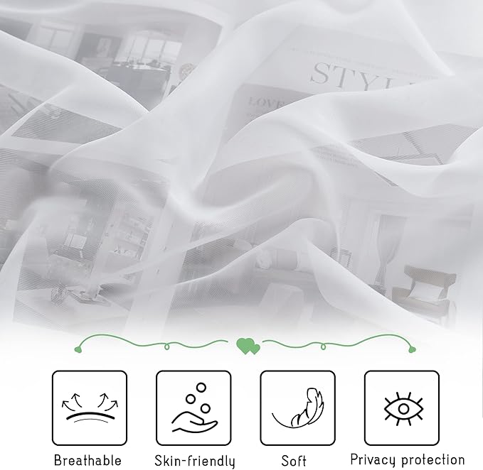 KGORGE Canopy Bed Sheer Curtains for Queen/King/Twin/Full Size, 8 Panels for Girls Boys Adults Bed, Home Bedroom Decor (White, 45 inch Width X 84 inch Length)